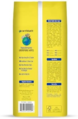 earthbath Hypo-Allergenic Grooming Wipes, Made in USA, 100 Count (2 Pack) - Image 2