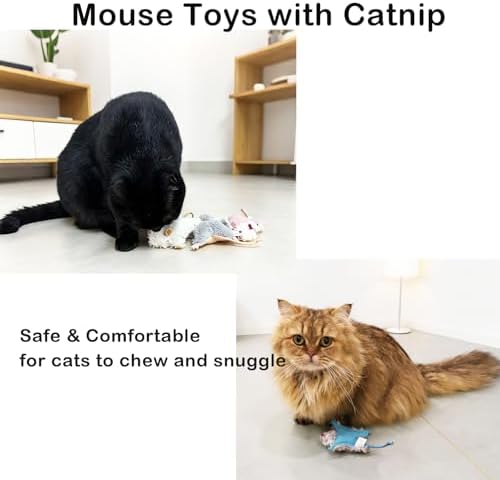 Catnip Mouse Toys for Cats, 6Pcs Interactive Plush Mice Cat Toys for Indoor - Image 3