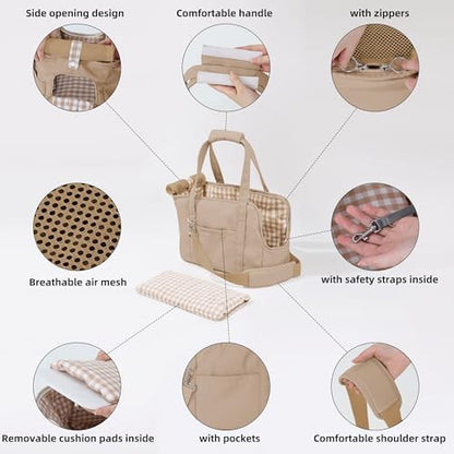 Pet Dog Casual Crossbody Bag, Hands-Free One Shoulder Soft Edged Pet Bag, Fully Open Sunroof Cover with Mesh Window and Large Front Pocket, Pet Carrier Purse for Small Dog Cat（Can Hold 10 Pounds） - Image 2