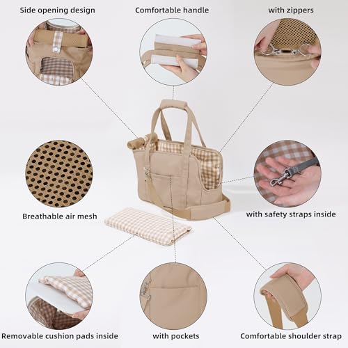 Pet Dog Casual Crossbody Bag, Hands-Free One Shoulder Soft Edged Pet Bag, Fully Open Sunroof Cover with Mesh Window and Large Front Pocket, Pet Carrier Purse for Small Dog Cat（Can Hold 10 Pounds） - Image 2