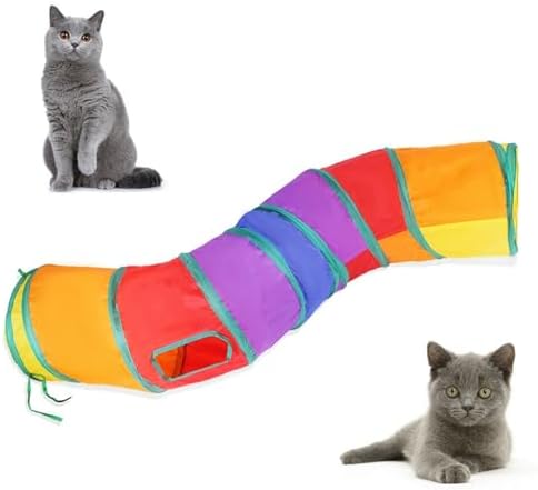 Rainbow Cat Tunnel with Ball Kitten Toy Small Animal Play Tube Rabbit S Way by 3MNSCD