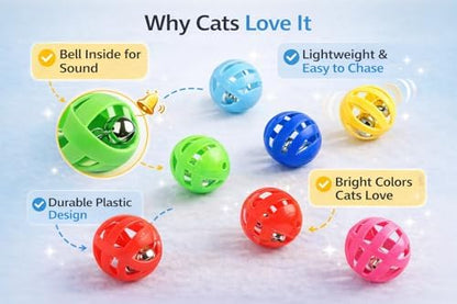 bulk buys Balls with Bells Cat Toys Set, Medium Breeds, 2 Packs. Includes 12 Balls. - Image 3