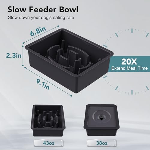 UPSKY 2-in-1 Elevated Dog Bowls Set with 4 Height Adjustable Stand, Balck - Image 4