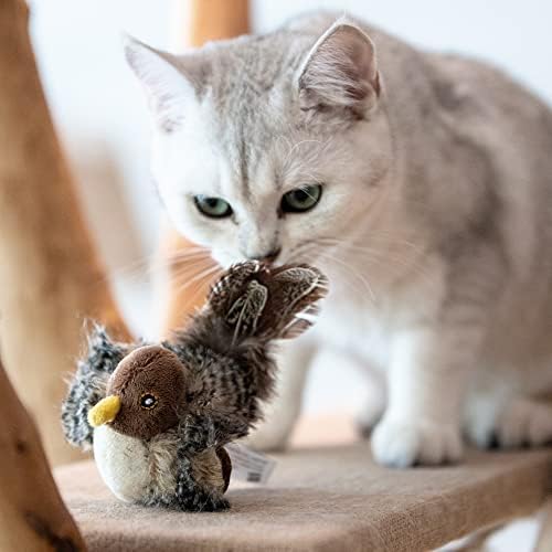 Gigwi Chirping Bird Cat Toy for Indoor Cats, Interactive Hangable Bird Cat Toy with Real Bird Sound and Feather, Automatic Bird Toy for Cats Exercise & Kicker to Self Play（No Flapping） - Image 6