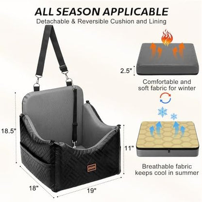 JOEJOY PU Dog Car Seats for Small Medium Dogs, Wipe Clean Waterproof Dog Booster Seat with 2.5 inch Cushion, Thickened 2 inch Memory Foam Pet Car Seats with Safety Belt and Storage Pockets - Image 2