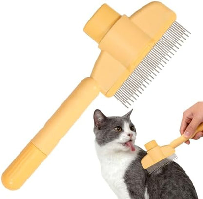 Dogs and Cats Comb with Release Button, Pet Hair Removal Tools with Safe Stainless Steel Teeth for Deshedding, Cat Grooming Supplies for Long/Short Hair, Cat Brush for Shedding, Orange by Unknown