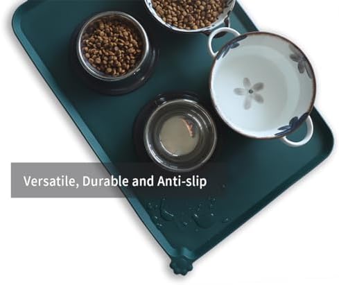 Hoki Found Large Silicone Pet Food Mats - Non Slip Dog Cat Bowl Placemats - Waterproof Dog Cat Food Mats - Dark Cedar - Image 4