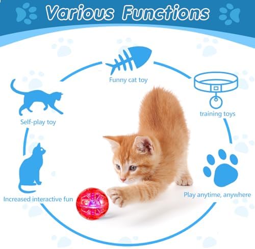 Sratte 2 Pcs Rechargeable Light up Cat Ball Ghost Hunting, Red and Blue - Image 4