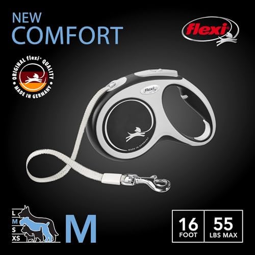 FLEXI® Comfort Tape Retractable Dog Leash, Medium, 16 ft - Grey/Black - Image 2