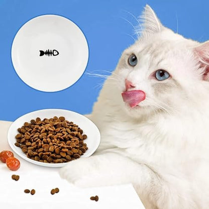 2 Ceramic Cat Bowls, 5.9 Inch Wide Shallow Feeding Dishes for Dry/Wet Food - Image 7