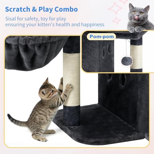 Heybly 26.3" Cat Tree for Large Cats with Big Perch & Dual Condos HCT204SG - Image 5