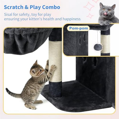 Heybly 26.3" Cat Tree for Large Cats with Big Perch & Dual Condos HCT204SG - Image 5