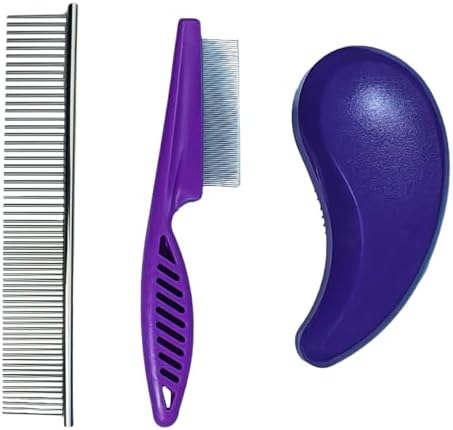 3 PCS Puppy Brush Grooming Kit (Dark Purple) by MAEELOU
