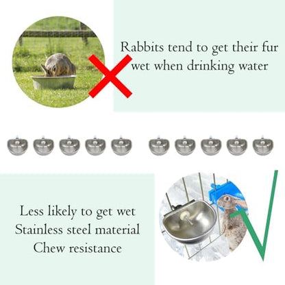 10Pcs Stainless Steel Rabbit Drinking Water Bowl - Image 5