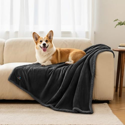Luciphia Waterproof Bed Blanket Washable,Soft Sherpa Fleece Puppy Reversible Throw Blankets for Small Dog Cat, Furniture Cover Protector Couch Bed from Liquid Pee and Pet Fur, Black, 40" x 28" - Image 6