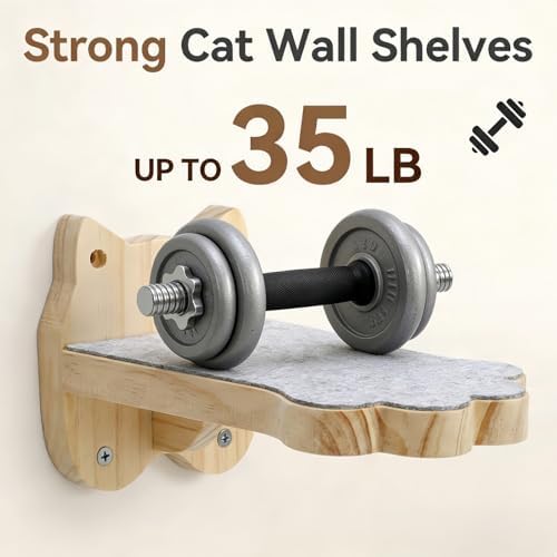Tlence 3 Pack Cat Wall Shelves for Cats Steps, Wall Mounted Floating Cat Furniture with Non-Slip Felt, Cats Climbing Wall Stairs Perch for Jumping, Playing and Lounging, Holds up to 30lbs - Image 3
