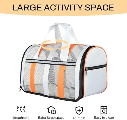 Soft Sided Pet Carrier, Airline Approved Dog Cat Travel Bag with Mesh Windows, Collapsible Portable Pet Carrier for Small Medium Dogs Cats (Orange) - Image 2