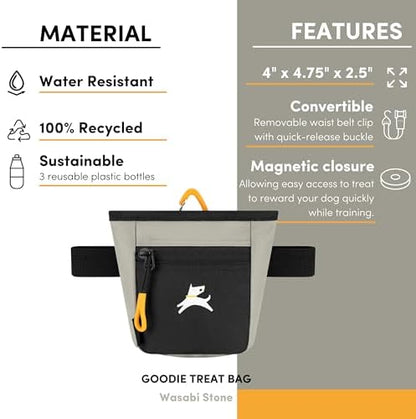 OllyDog, Goodie Treat Bag, Dog Treat Training Pouch | Magnetic Closure | 3 Ways to Wear | Hands-Free Waist Belt | Water-Resistant Recycled Vegan Fabric (Wasabi Stone) - Image 6