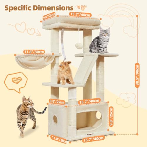 Taoqimiao Cat Tree, 38.5In Cat Tower for Indoor Cats, Suitable for Kittens - Image 2