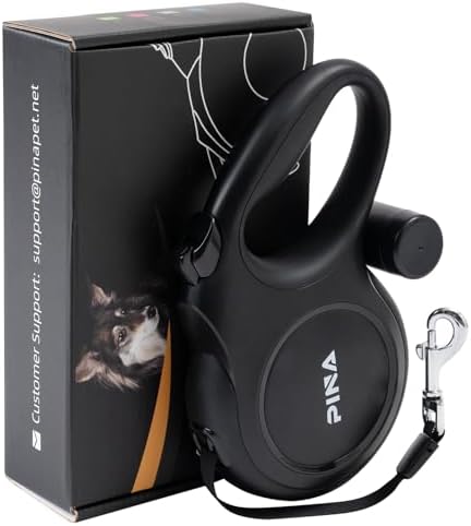 PINA Upgraded Retractable Dog Leash, 26 ft Dog Leash for Small Medium Large Dogs Up to 110lbs, Heavy Duty Reflective Nylon Tape 360° Tangle-Free, with Anti-Slip Handle, One-Handed Brake, Pause, Lock by PINA
