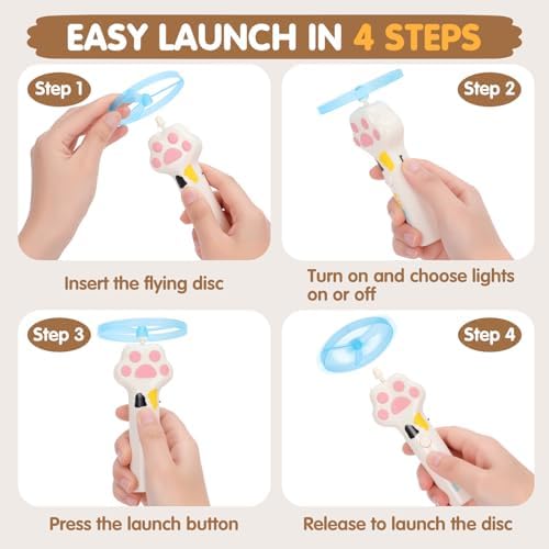 Cat Fetch Toy, Flying Disc Launcher with 6 Flying Discs - Image 3