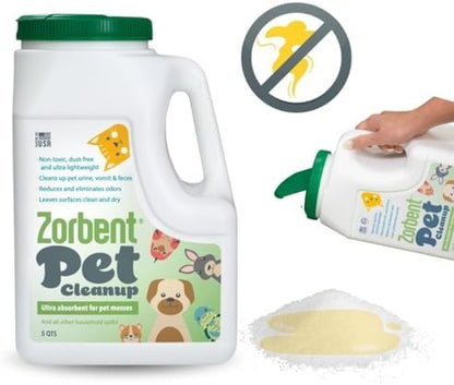 Zorbent Pet Accident Cleanup – Odor Remover for Dog & Cat Messes. Absorbs 1 Gallon. Pet-Safe Cleaner for Urine, Vomit, Poop & Accidents on Hardwood, Tile, Vinyl, Concrete, Short Carpet & Rugs, 5 qt - Image 6