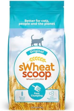 sWheat Scoop Natural Wheat Cat Litter, Original, Fast Clumping with Odor Neutralizing Enzymes, 28 Pound Bag by sWheatScoop