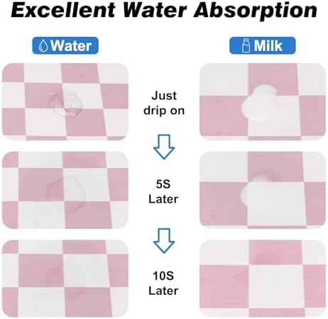 CooRug Checkered Dog Food Mat, Pet Feeding Mat 24" L x 16" W, Pink - Image 4