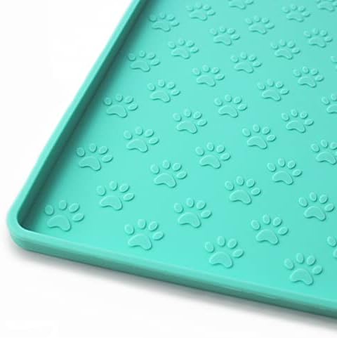 Ptlom Pet Placemat for Dog and Cat, Mat for Prevent Food and Water Overflow, Suitable for Small, Medium and Big Pet 18" 12", Light Green by PTLOM