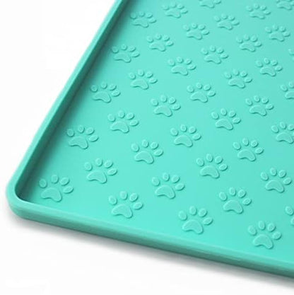 Ptlom Pet Placemat for Dog and Cat, Mat for Prevent Food and Water Overflow, Suitable for Small, Medium and Big Pet 18" 12", Light Green by PTLOM
