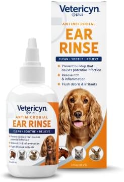 Vetericyn Plus Dog Ear Rinse | Dog Ear Cleaner to Soothe and Relieve Itchy Ears, Safe for Cat Ears, Rabbit Ears, and All Animal's Ear Problems. 3 Ounces by Vetericyn