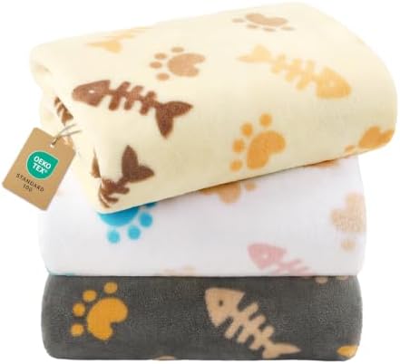 Luciphia 3 Pack Cute Cat Blankets Cozy Small Throw for Pet Puppy,23"x16" by luciphia