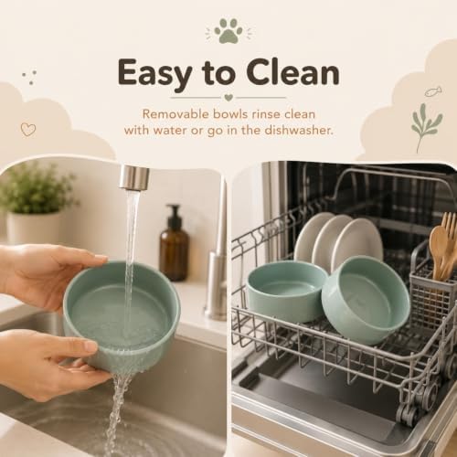 Havniva Raised Cat Bowl 5.1” Elevated Ceramic Cat Food and Water Bowl Set - Image 5