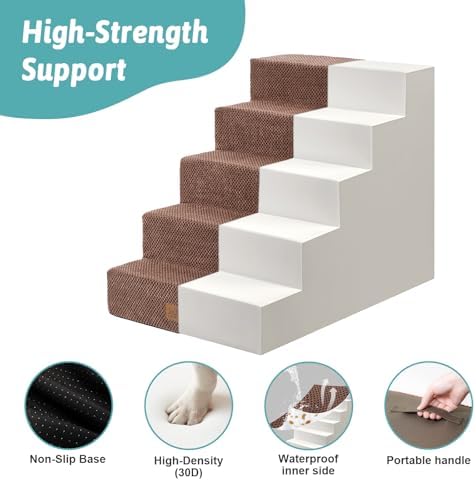 COZY KISS Dog Stairs for Small Dogs, 5 Step Pet Stairs for Beds & Couches - Image 4