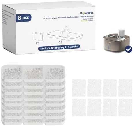 PawsPik BOSS-01 Dog & Cat Water Fountain Replacement Filters, 8 Count by PawsPik