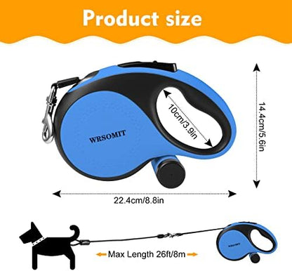 26 Ft Retractable Dog Leash with Chew Proof Cable - Blue - Image 5