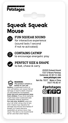 Catstages Squeak Squeak Mouse Cat Toy with Touch-Activated Sound & Catnip,Gray,(Pack of 2) - Image 3
