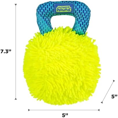 Outward Hound FlyFetch Giggle Ball Dog Toy, Giggles & Squeaks, Handle for Tug & Fetch, Lightweight, Multiple Textures, All Breeds, 7.3" - Image 6
