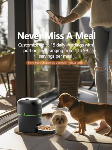 Automatic Cat Feeder with Camera - 5G WiFi Auto Cat Food Dispenser, 1080P HD Video with Night Vision, 1-15 Meals, 1-99 Portions, 2-Way Audio, Keeps Food Fresh, Timed Pet Feeder Also for Dogs - Image 2