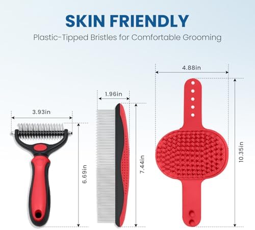 Pet Grooming Rake for Dogs and Cats - 4-in-1 Deshedding Dematting Kit with Double-Sided Undercoat Rake and Metal Comb for Long & Short Haired Pets, Reduces Shedding 95% - Image 5