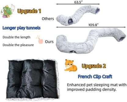 XxingSheep Extra Large Cat Tunnel Bed Plush Cat Cave for Indoor Adult Cats - Image 4