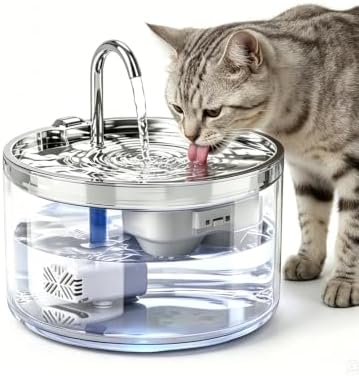 WEPIOU 95oz/2.8L Glass Cat Water Fountain, Multi-Stage Filter, Ultra-Quiet by WEPOIUCatFountain
