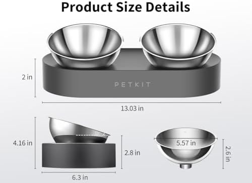 PETKIT 304 Stainless Steel Elevated Cat Bowls&Dog Bowls,Raised Cat Food and Water Bowl Set, Non-Slip, Anti Vomiting 15°Tilted Cat Small Animal Plate - Image 3