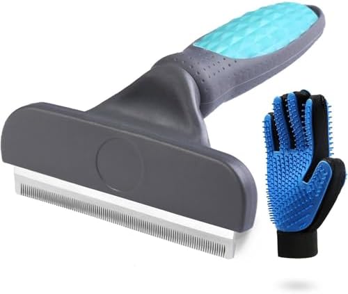 2PCS Pet Grooming Brush Set, Undercoat Deshedding Tool & Double-Sided Silicone Glove for Dogs, Cats & Horses - Gentle & Effective Loose Hair Removal, Shedding Reduction by Beiker