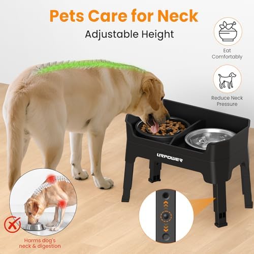 URPOWER Mess Proof Elevated Dog Bowls Double Deck Slow Feeder - Image 6