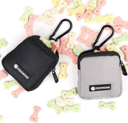 2 PCS Waterproof Small Dog Treat Bag for Leash, Hands Free Dog Walking Bag with Carabiner, Dog Poop Bag Holder for Pet Puppy Travel or Outdoor Use, Zipper Closure to Avoid Spilling - Image 3