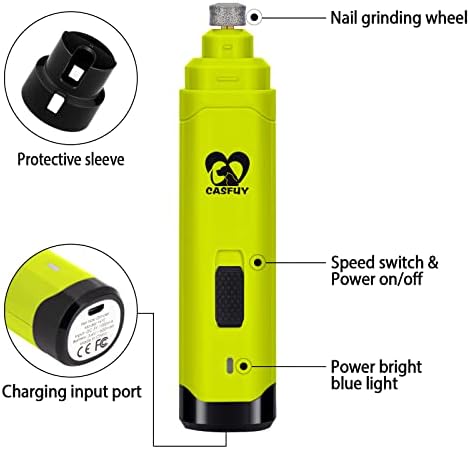 Casfuy Dog Nail Grinder Upgraded - Professional 2-Speed Whisper-Quiet Electric Pet Nail Trimmer Painless Paws Grooming & Smoothing for Small Medium Large Dogs & Cats (Green) - Image 5