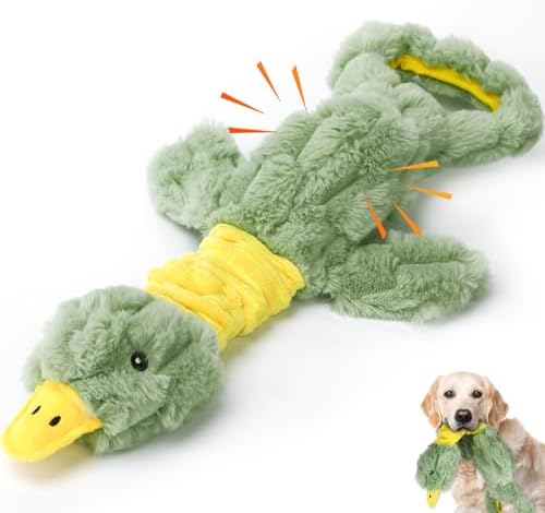 Large Plush Squeaky Dog Toys, Interactive Tug of War Puppy Toys for Indoor Play - Duck Stuffed Dog Toys with Soft Fabric for Small, Medium, and Large Pets by Eneston