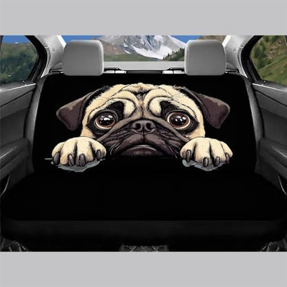 AFPANQZ Pug Dog Car Seat Cover for Rear Bench Seats Polyester Fabric Protects Against Dirt Pet Fur Dog Hair, Easy to Install with Universal Fit for Cars Trucks and SUV - Image 3