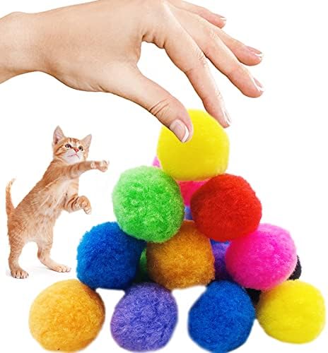 PET SHOW 100pcs 1.5"/3.8cm Cat Toy Balls Bulk Soft Kitten Pompon Toys Indoor Cats Interactive Playing Quiet Ball Cats Favorite Toy Assorted 10 Colors - Image 6